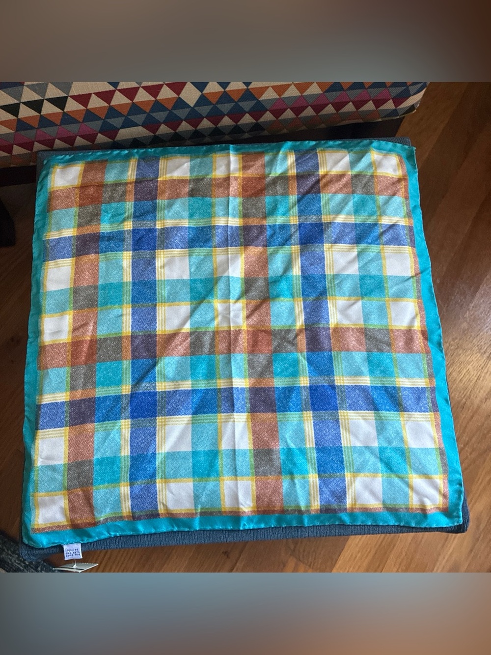 Paul Stuart silk plaid pocket square NWT